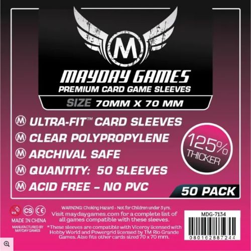 цена Чехол для карточек Mayday Premium 50 Clear Square Card Sleeves 70 X 70Mm Mayday Games