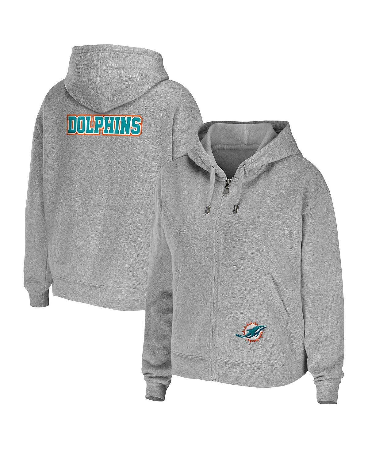 

Женская толстовка с молнией во всю длину серого цвета Miami Dolphins Team WEAR by Erin Andrews