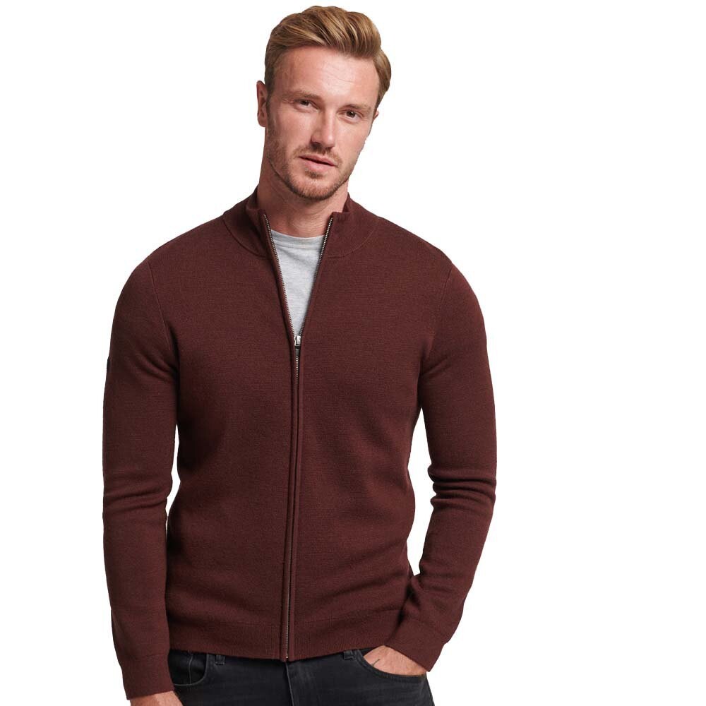 

Свитер Superdry Studios Merino Zip Through Half Zip, коричневый