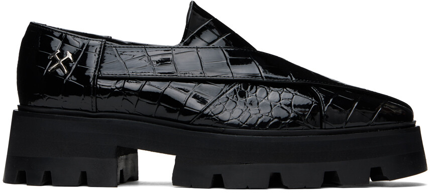 

Черные массивные лоферы Chapal Gmbh, цвет Black embossed pleather