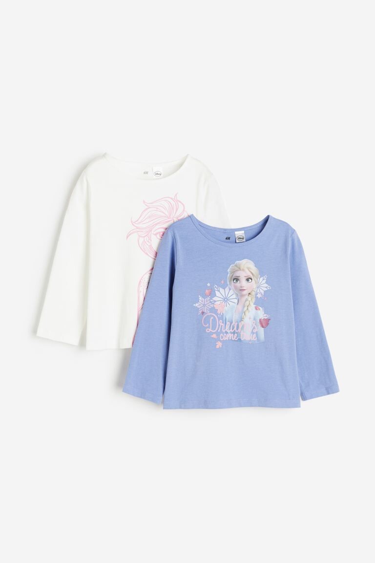 

Комплект лонгсливов H&M Disney Wish Jersey, 2 предмета, белый/голубой