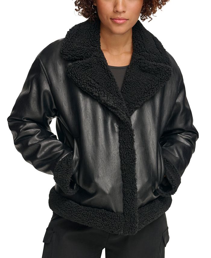 Женская байкерская куртка из искусственной кожи с отделкой из искусственного меха Levi's, черный