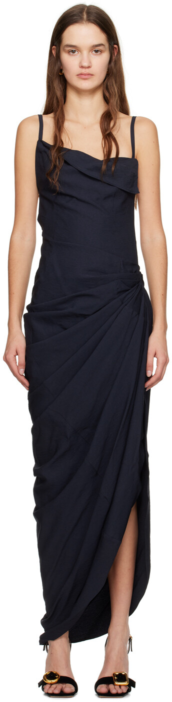 

Темно-синее платье макси La robe Saudade longue Jacquemus, Синий, Темно-синее платье макси La robe Saudade longue Jacquemus