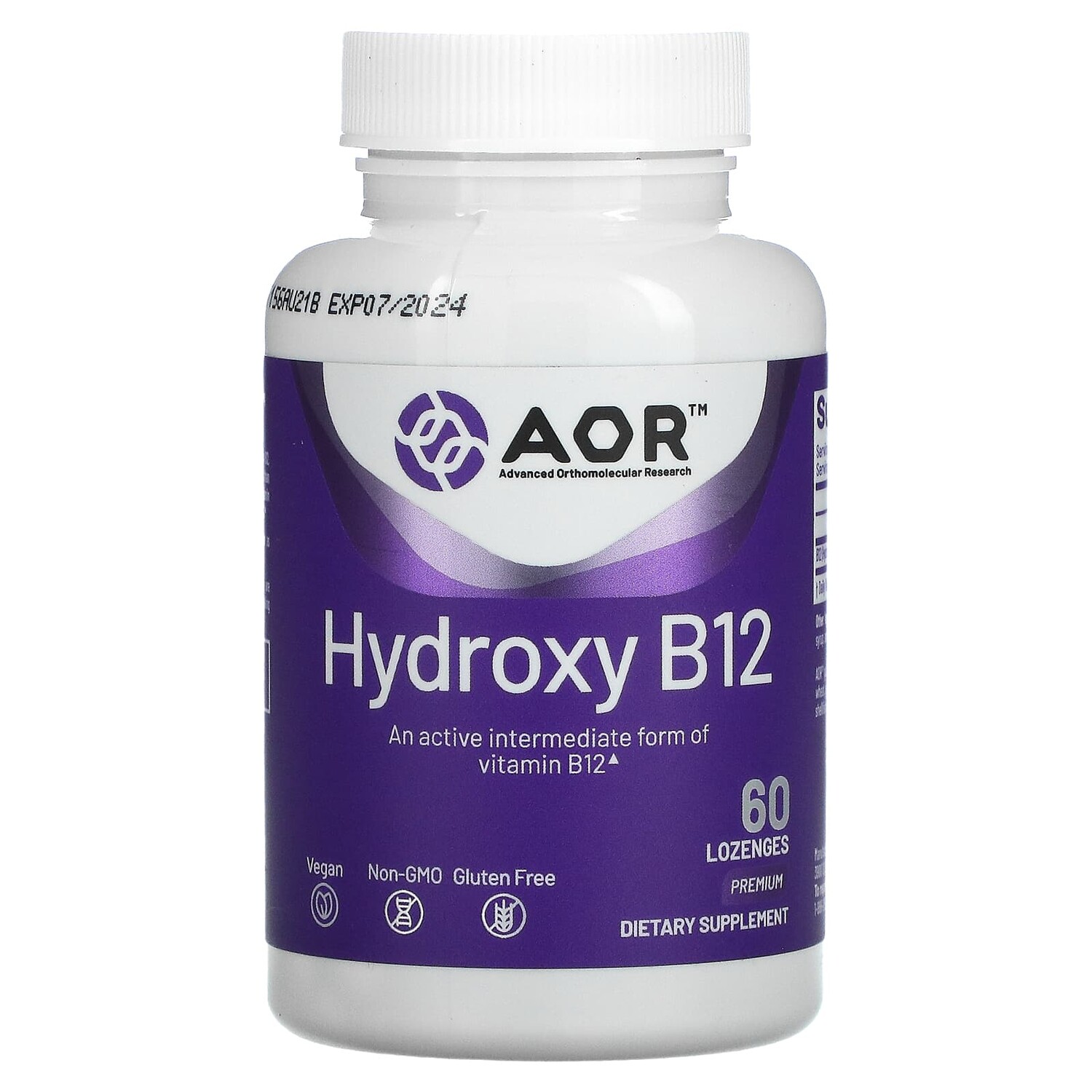

Гидроксины B12, 1 мг, 60 пастилок, Advanced Orthomolecular Research AOR