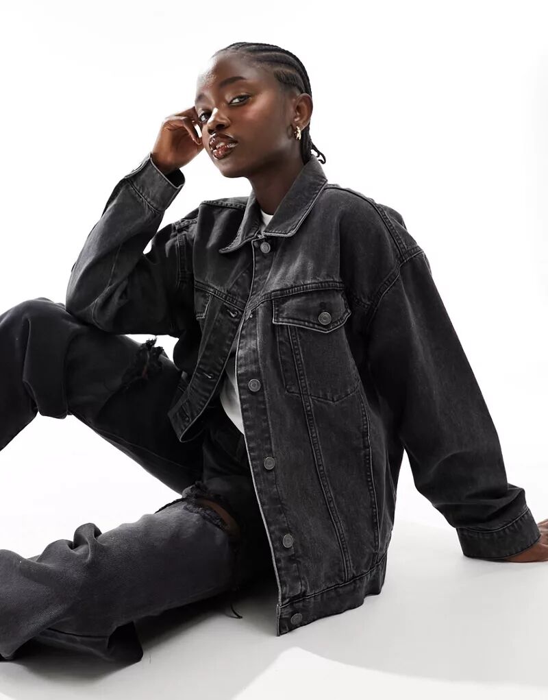 цена Черная джинсовая куртка оверсайз в стиле 90-х ASOS