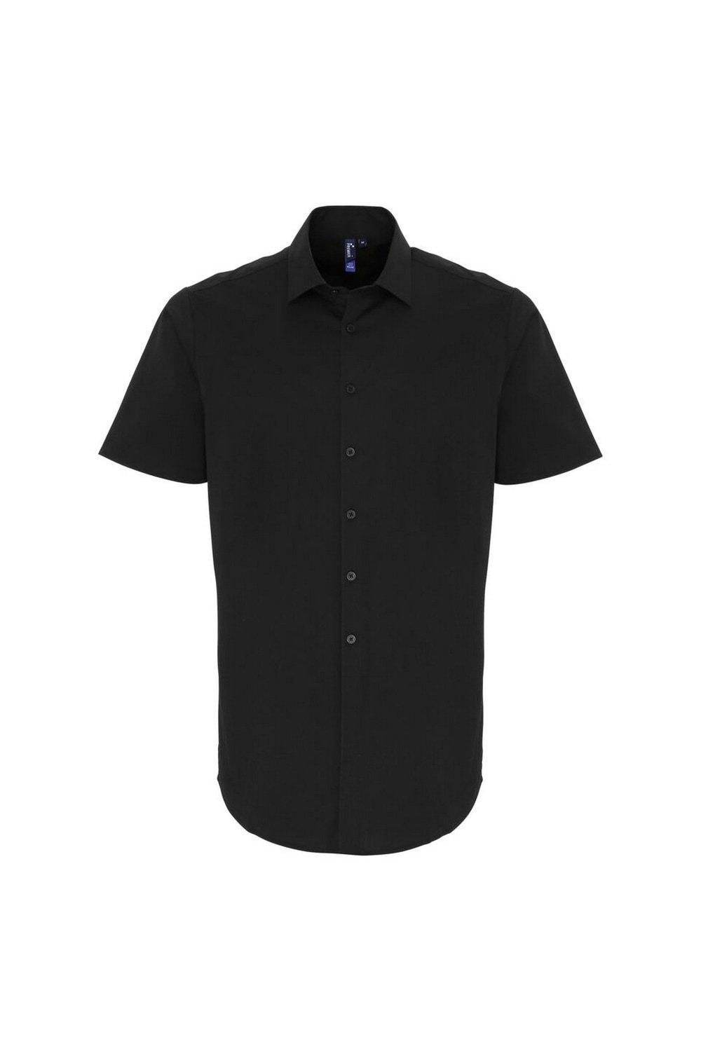 Рубашка из поплина стрейч с короткими рукавами Premier, черный