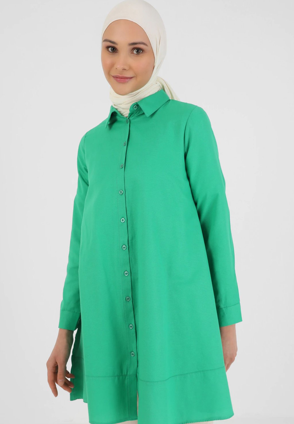 Рубашка REFKA BASIC Modanisa, темно-зеленый джемпер refka casual modanisa зеленый