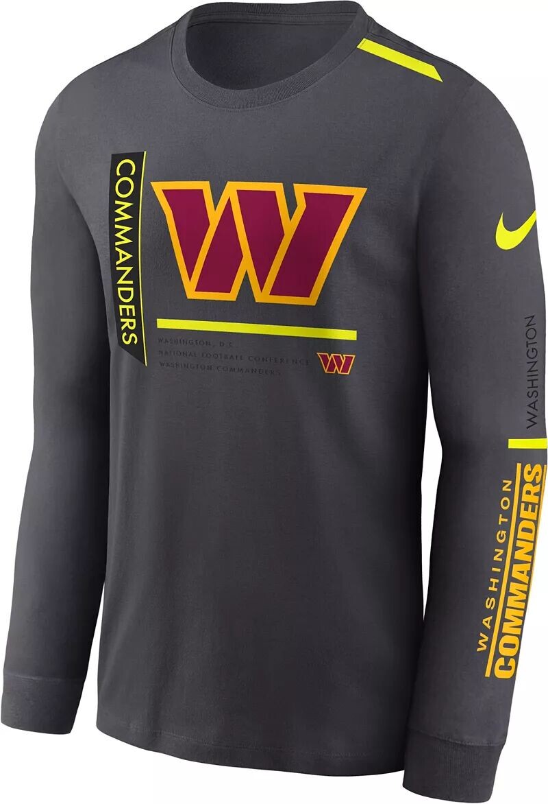 

Мужская футболка с длинным рукавом Nike Washington Commanders 2023 Volt Dri-FIT антрацитового цвета