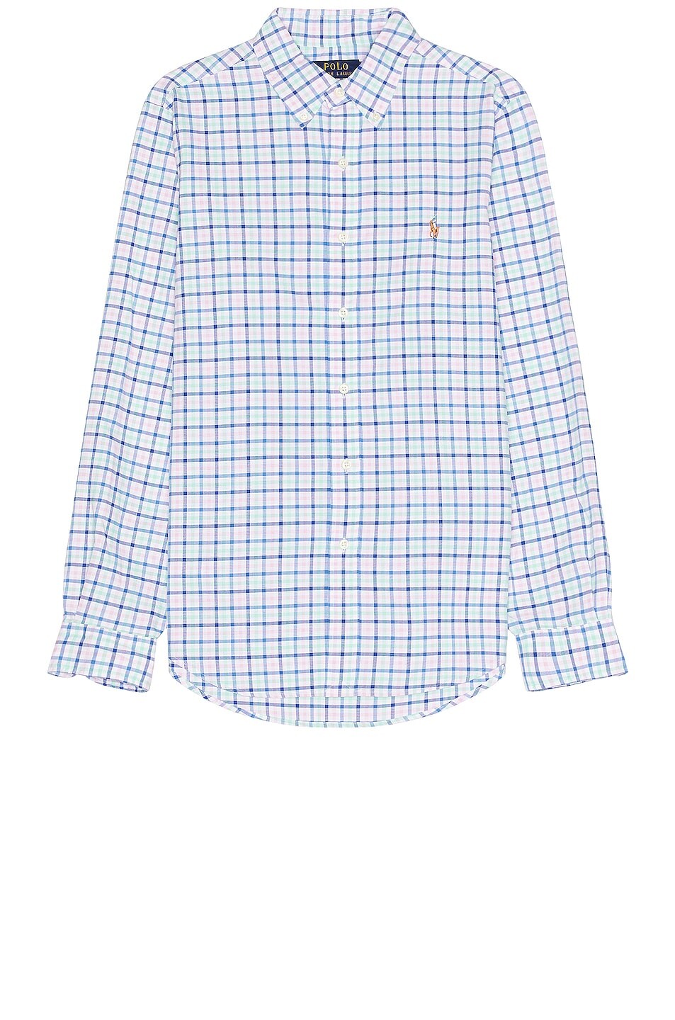 

Рубашка Polo Ralph Lauren Oxford Long Sleeve, цвет Blue, Green, & New Rose Multi
