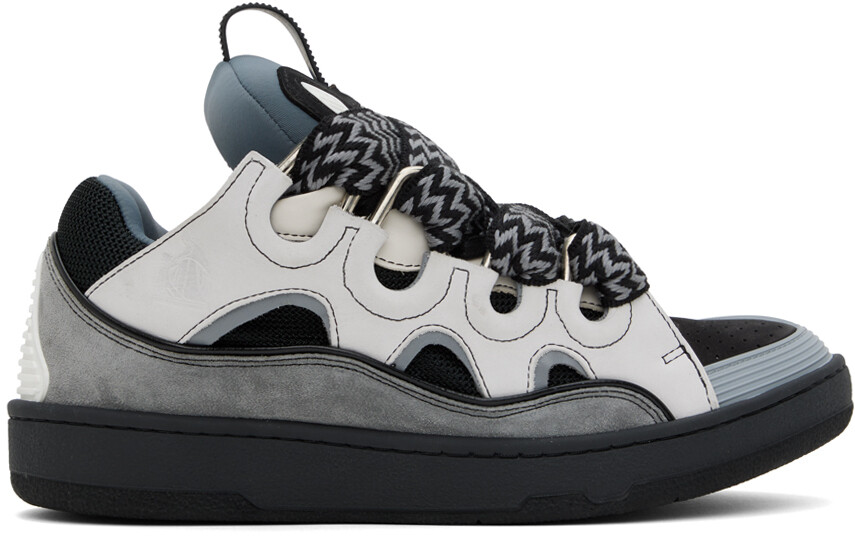 

Серые кожаные панцирные кроссовки Lanvin, цвет White/Anthracite