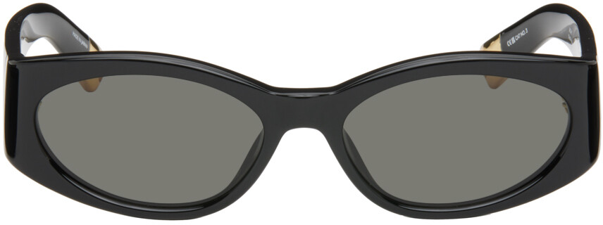 Черные солнцезащитные очки Les Lunettes Ovalo Jacquemus, цвет Black/Yellow gold