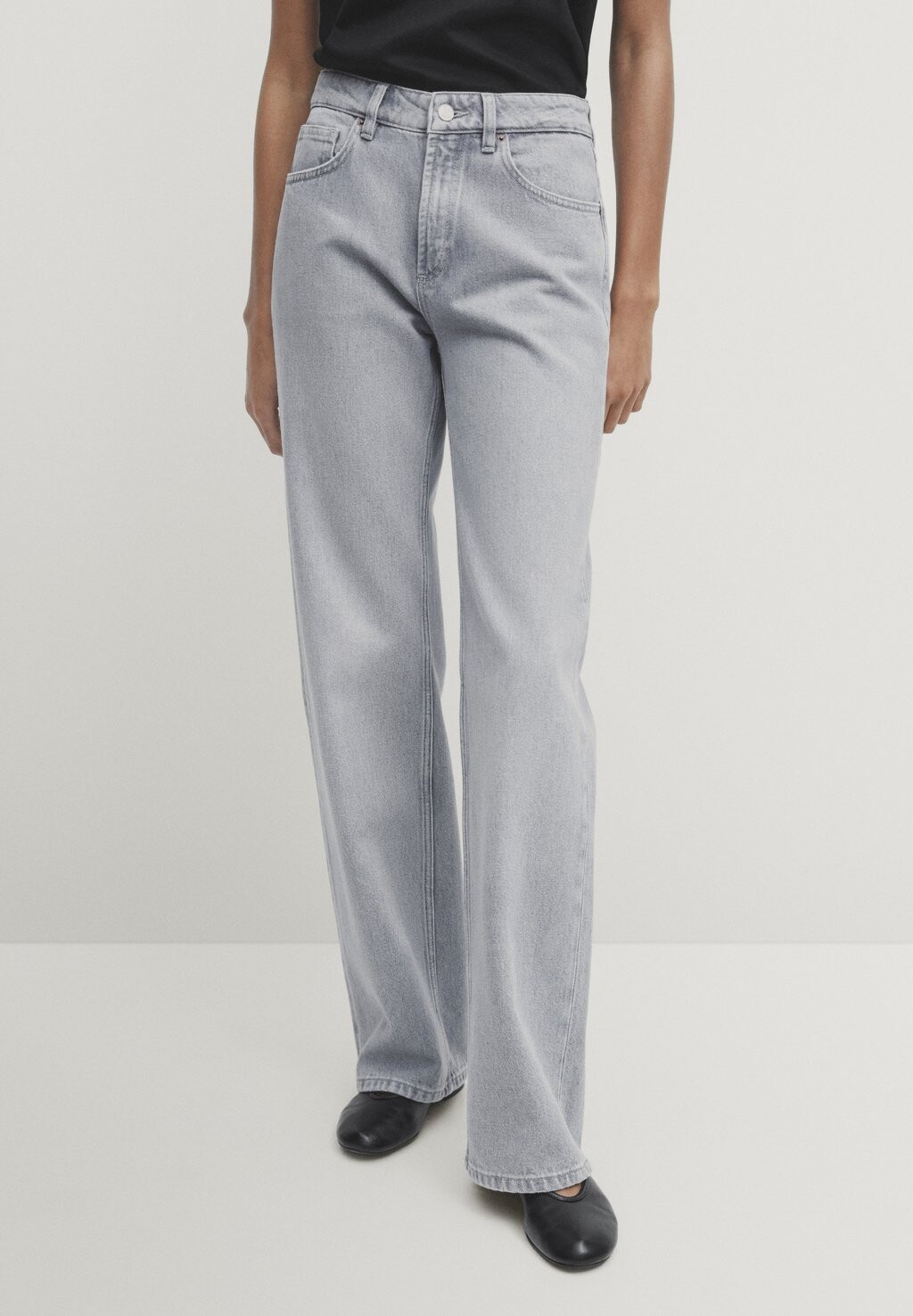 

Джинсы-клеш MID-RISE WIDE-LEG FULL LENGTH Massimo Dutti, цвет dark grey