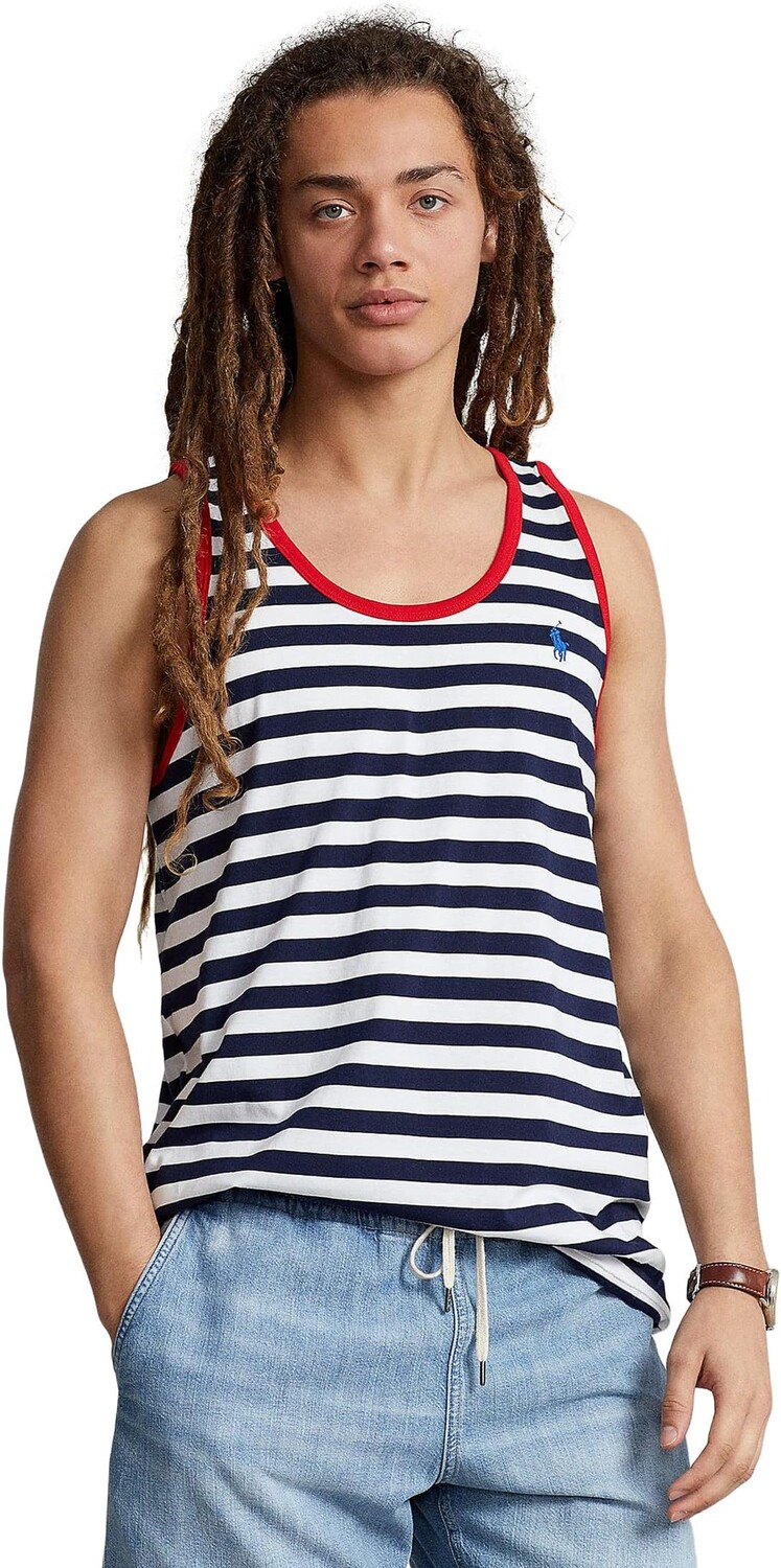 

Майка Striped Jersey Tank Polo Ralph Lauren, цвет Cruise Navy/White