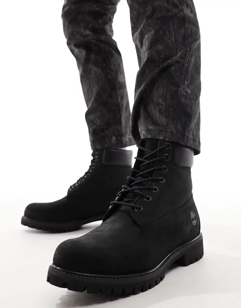 Черные кожаные ботинки из нубука Timberland Premium 6 дюймов