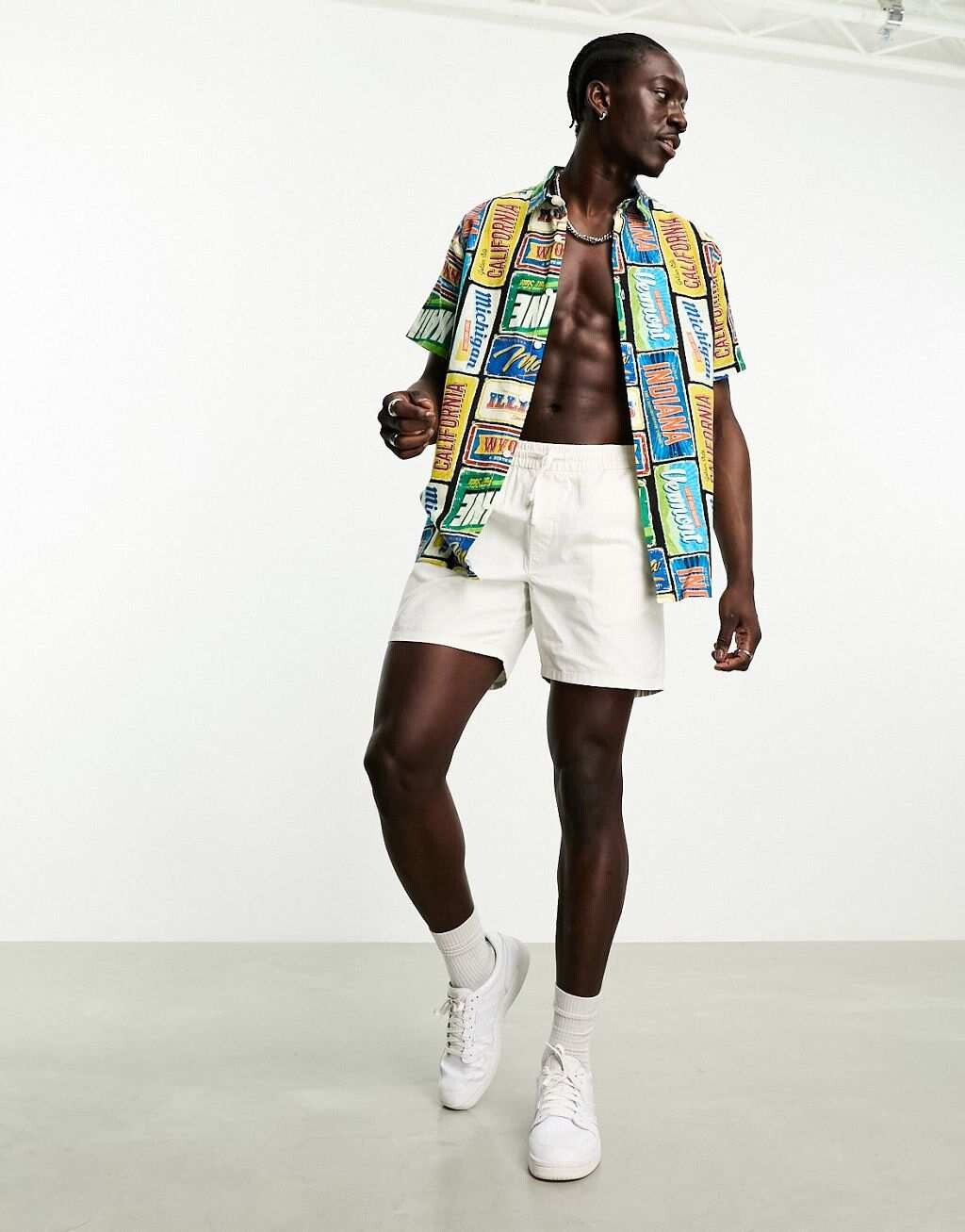 

Свободная рубашка с льняным принтом ASOS DESIGN
