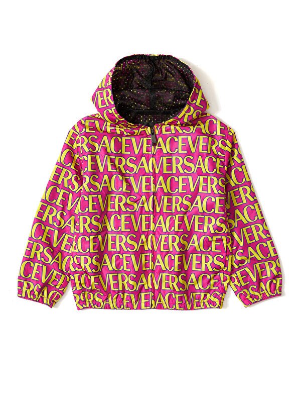 

Детское пальто унисекс с логотипом цвета фуксии желтого цвета Versace, Желтый