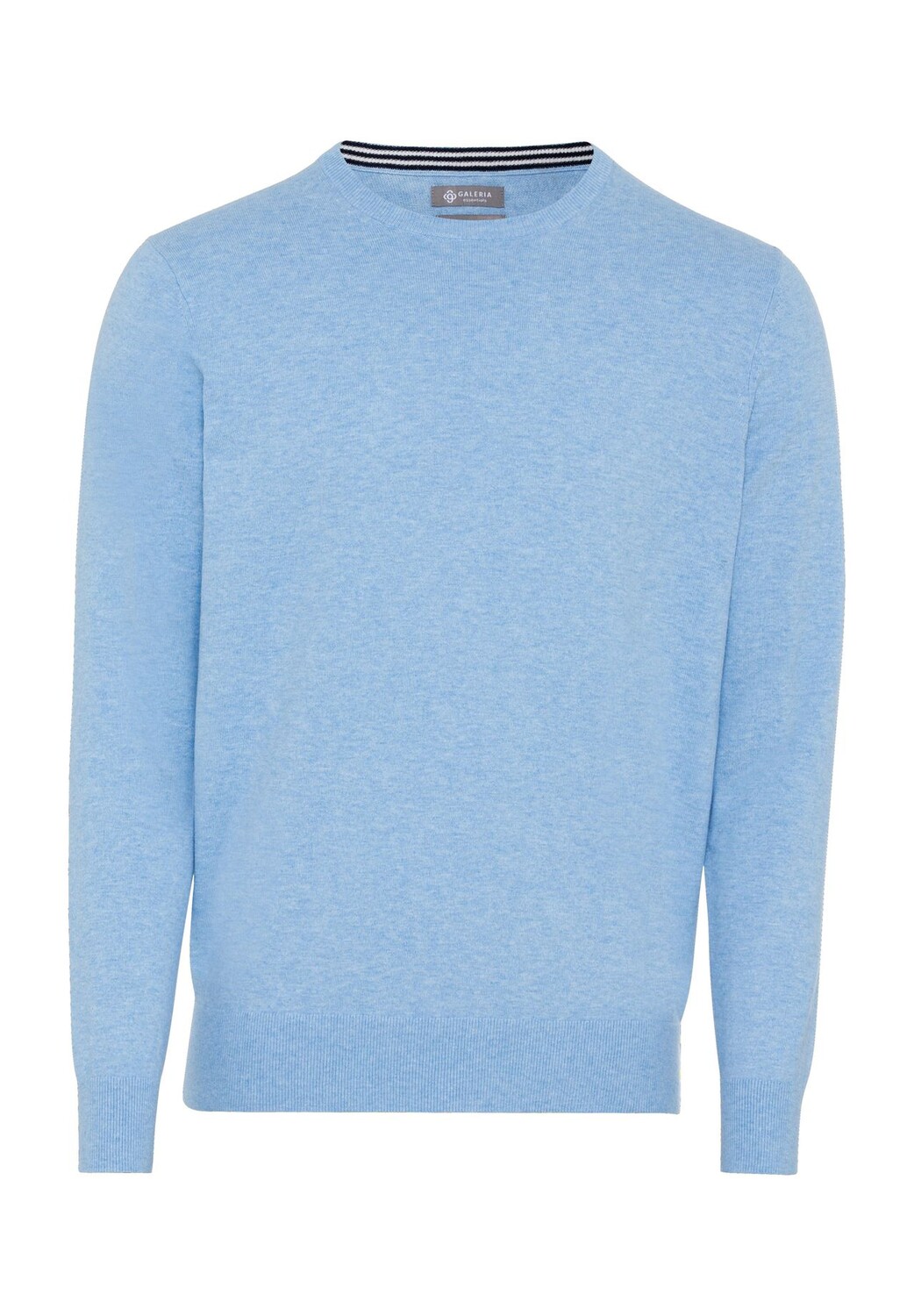

Свитер, хлопок, манжеты в рубчик, мужской Galeria, цвет Light Blue Mel
