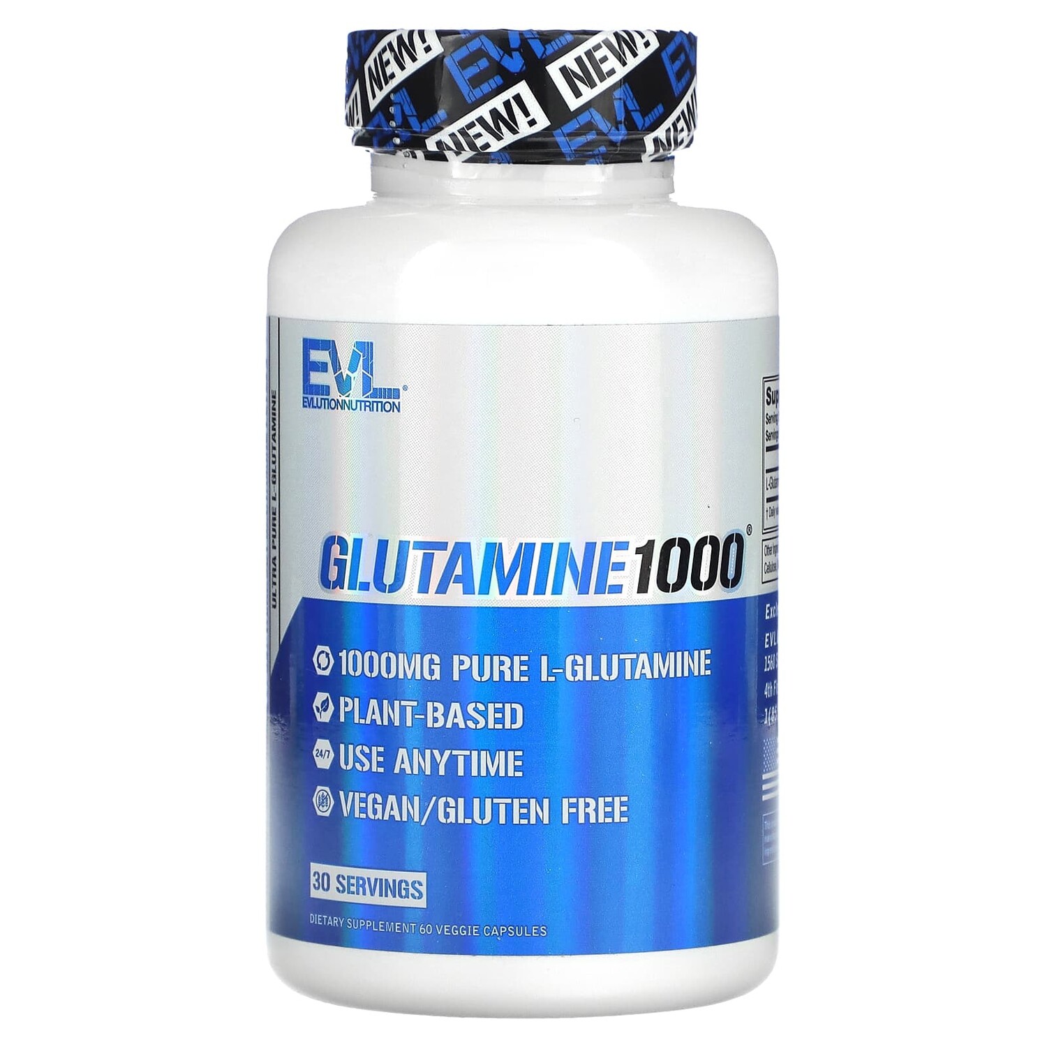 

Глутамин 1000, 60 растительных капсул, EVLution Nutrition