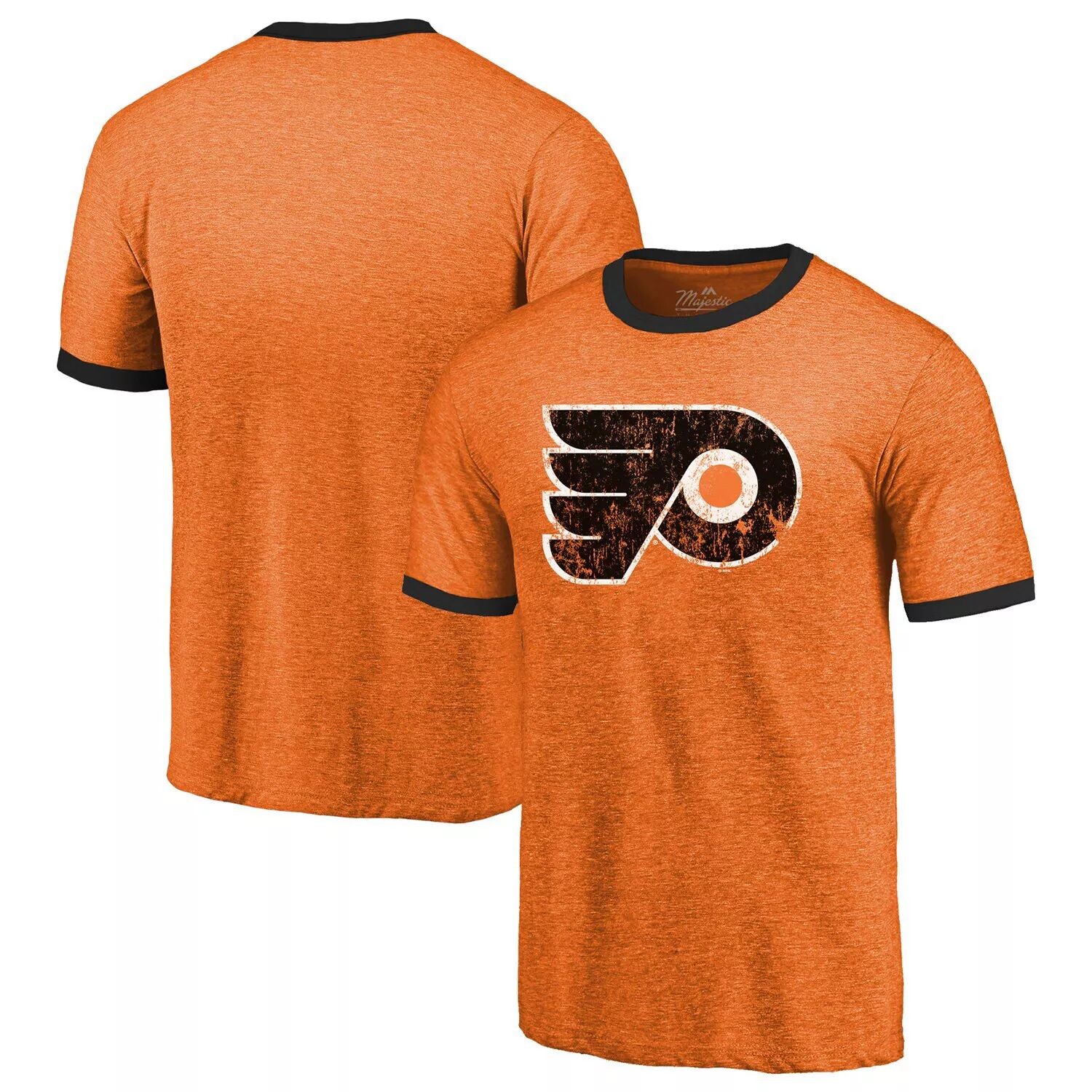 

Мужская футболка Majestic Threads Heathered Orange Philadelphia Flyers Ringer Tri-Blend с контрастом