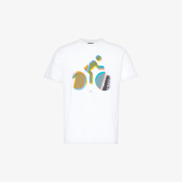 

Футболка из хлопкового джерси с графическим принтом big bike Ps By Paul Smith, белый