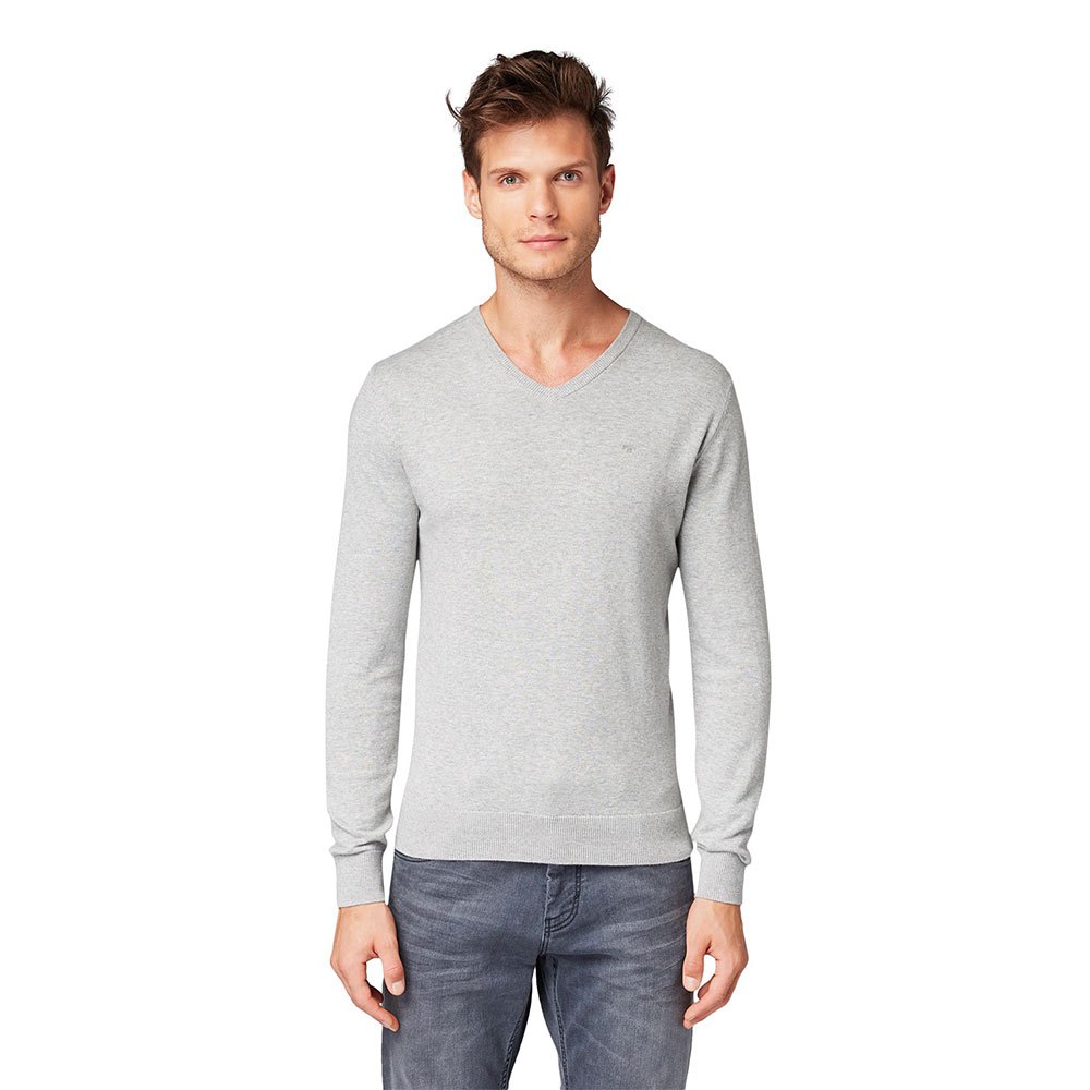 цена Свитер Tom Tailor Simple Knitted V-Neck, серый