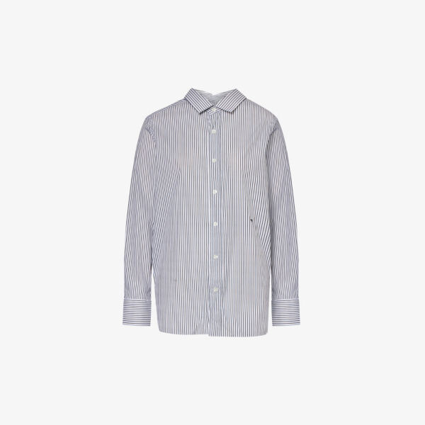 

Рубашка из хлопкового поплина в полоску с вышитым логотипом Hommegirls, черный