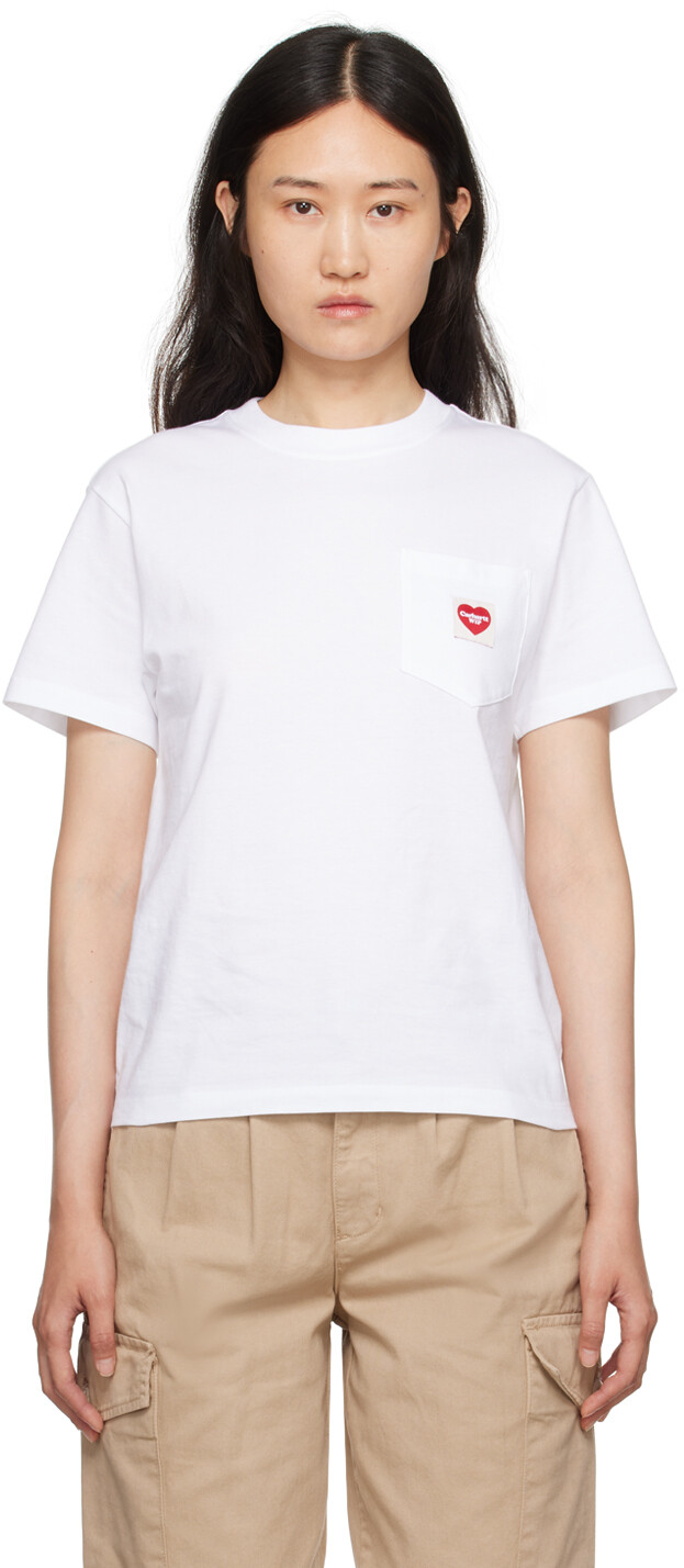 

Белая футболка с карманом и сердечком Carhartt Work In Progress, Белый