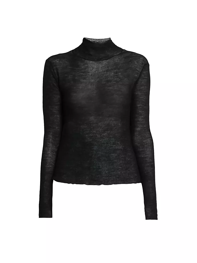

Облегающий шерстяной топ с высоким воротником Jil Sander, черный