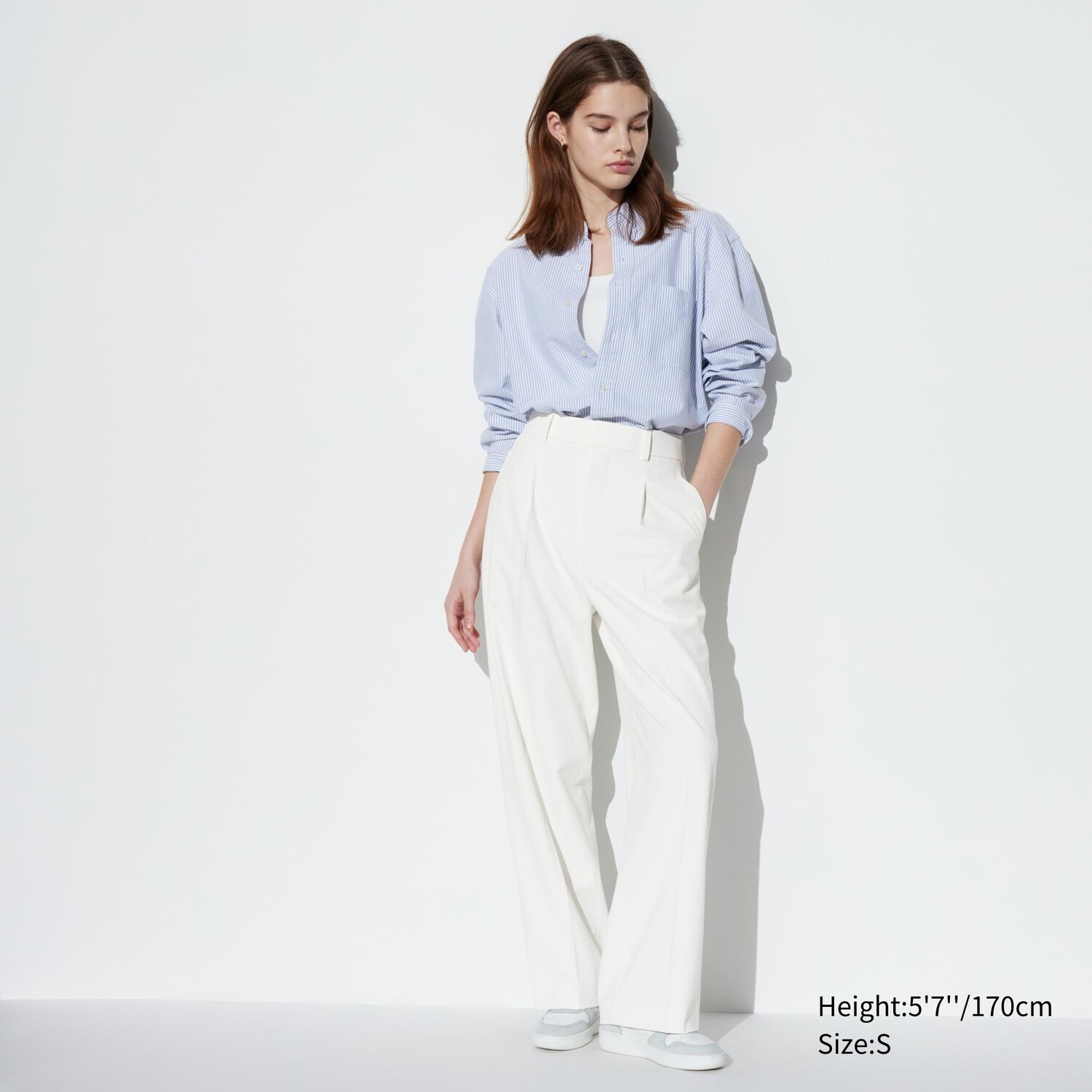 

Брюки UNIQLO с широкими зажимами, белый