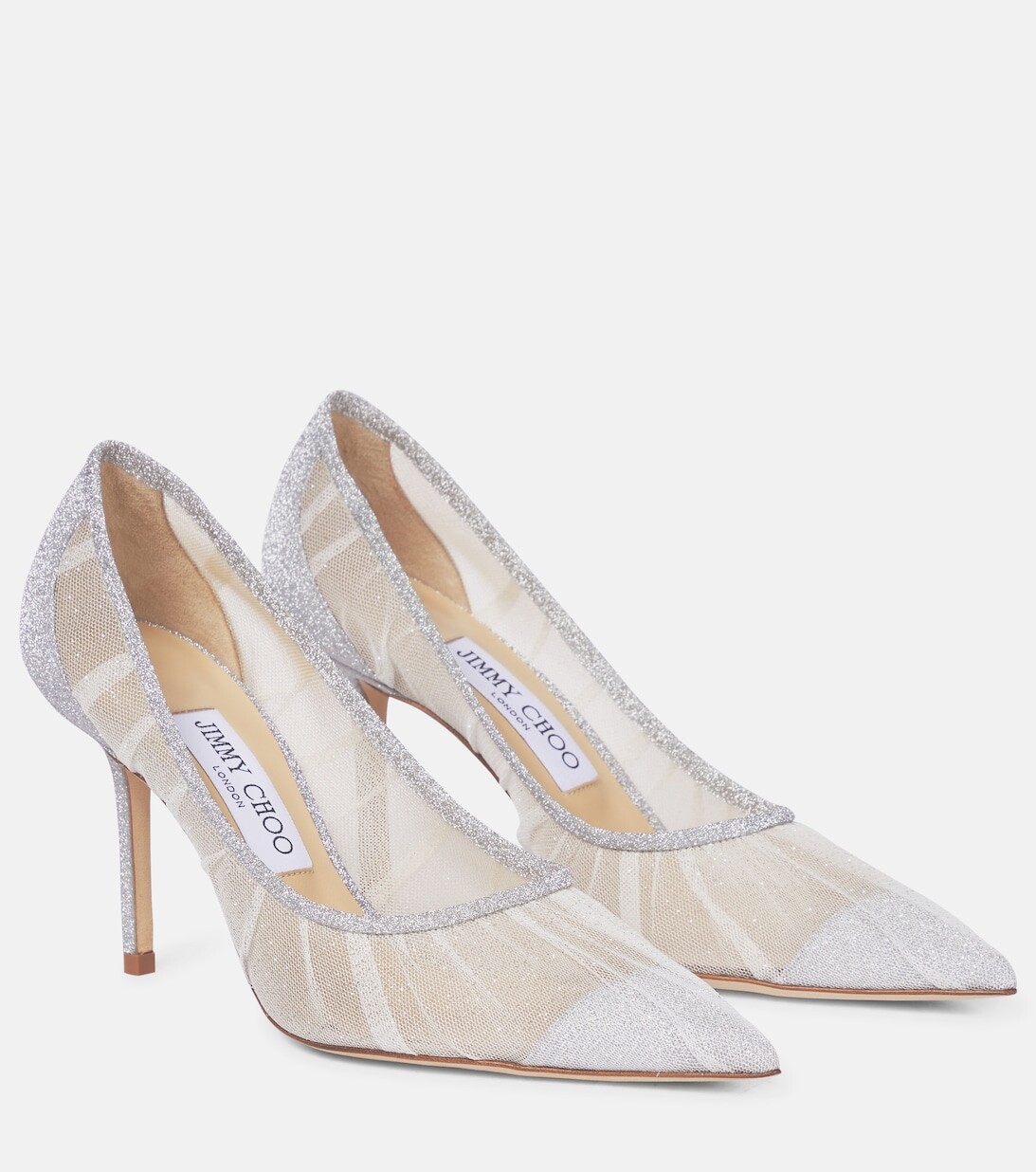 

Туфли-лодочки Love 85 из блестящего тюля Jimmy Choo, серебряный, Серый