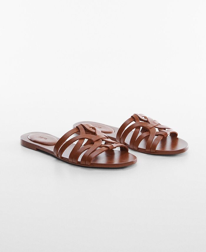 

Женские сандалии с кожаными ремешками MANGO, цвет Leather