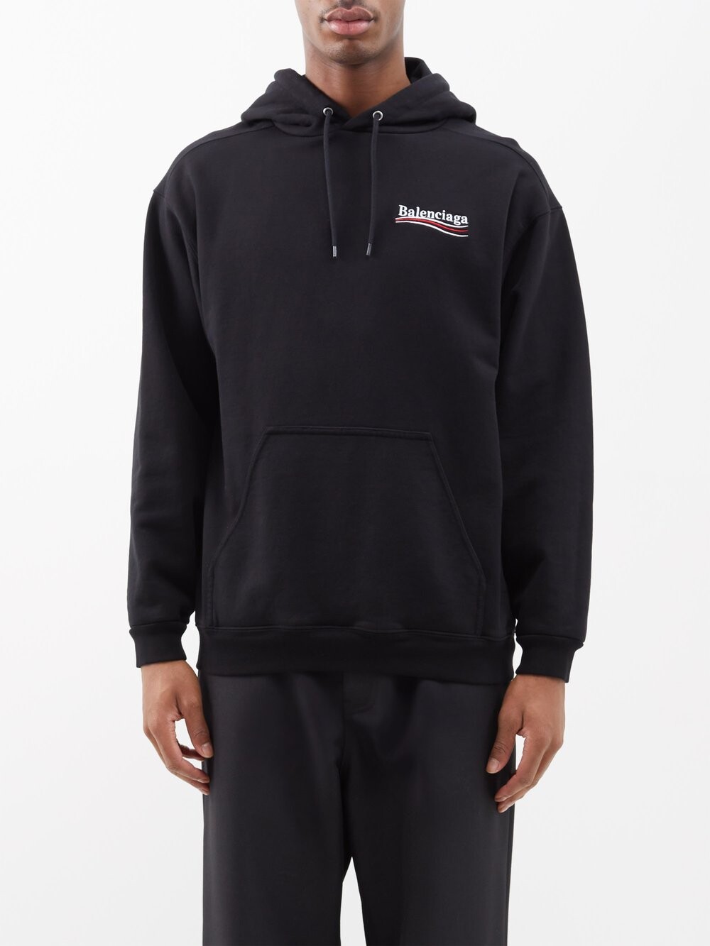 

Худи из хлопкового джерси с логотипом Balenciaga, черный