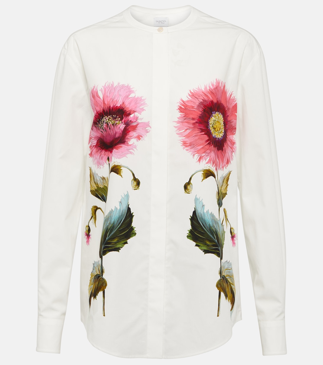 Хлопковая блузка с цветочным принтом GIAMBATTISTA VALLI, белый шелковая блузка со сборками с цветочным принтом giambattista valli розовый