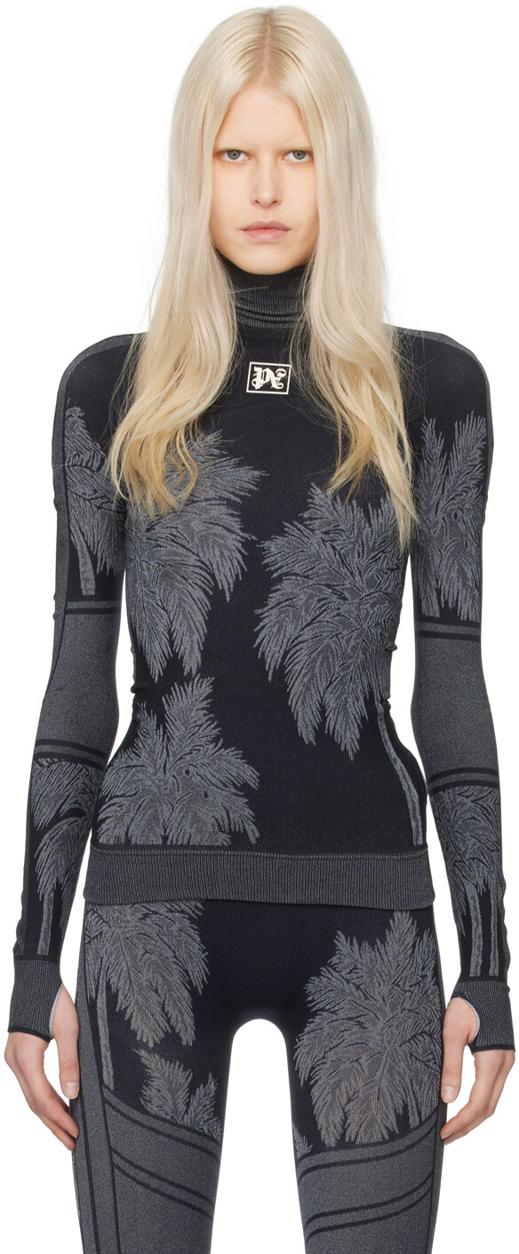 

Черная лыжная футболка с базовым слоем Palm Angels