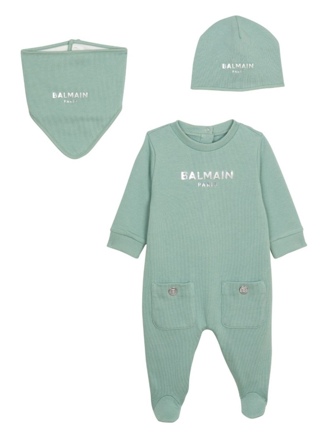

Balmain Kids комплект для новорожденного с вышитым логотипом, зеленый