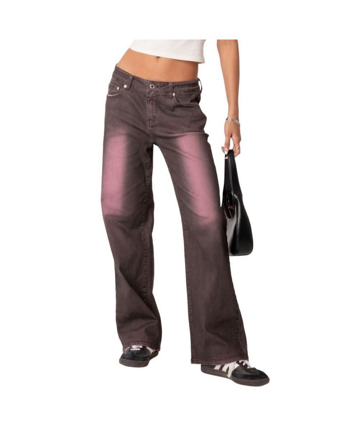 Женские розовые потертые джинсы с низкой посадкой Quinny Edikted, розовый