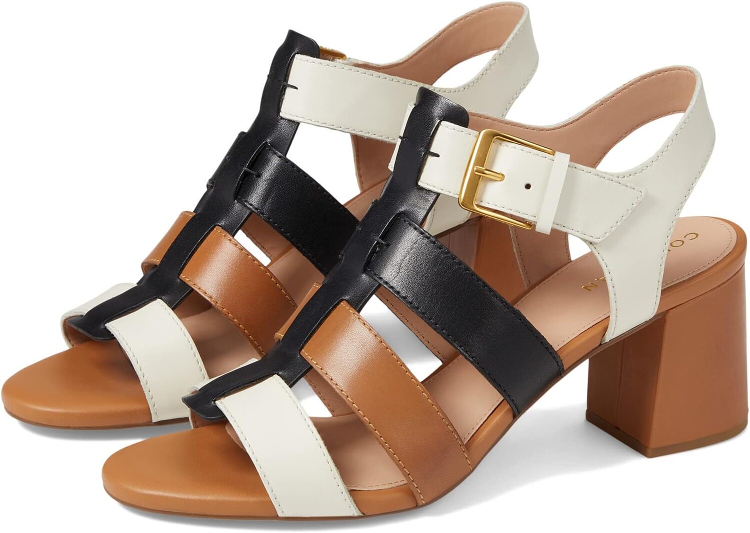 Босоножки Josie Fisherman Sandal 65 mm Cole Haan, цвет Black/Ivory/Pecan Leather босоножки josie fisherman sandal 65 mm cole haan цвет optic white leather