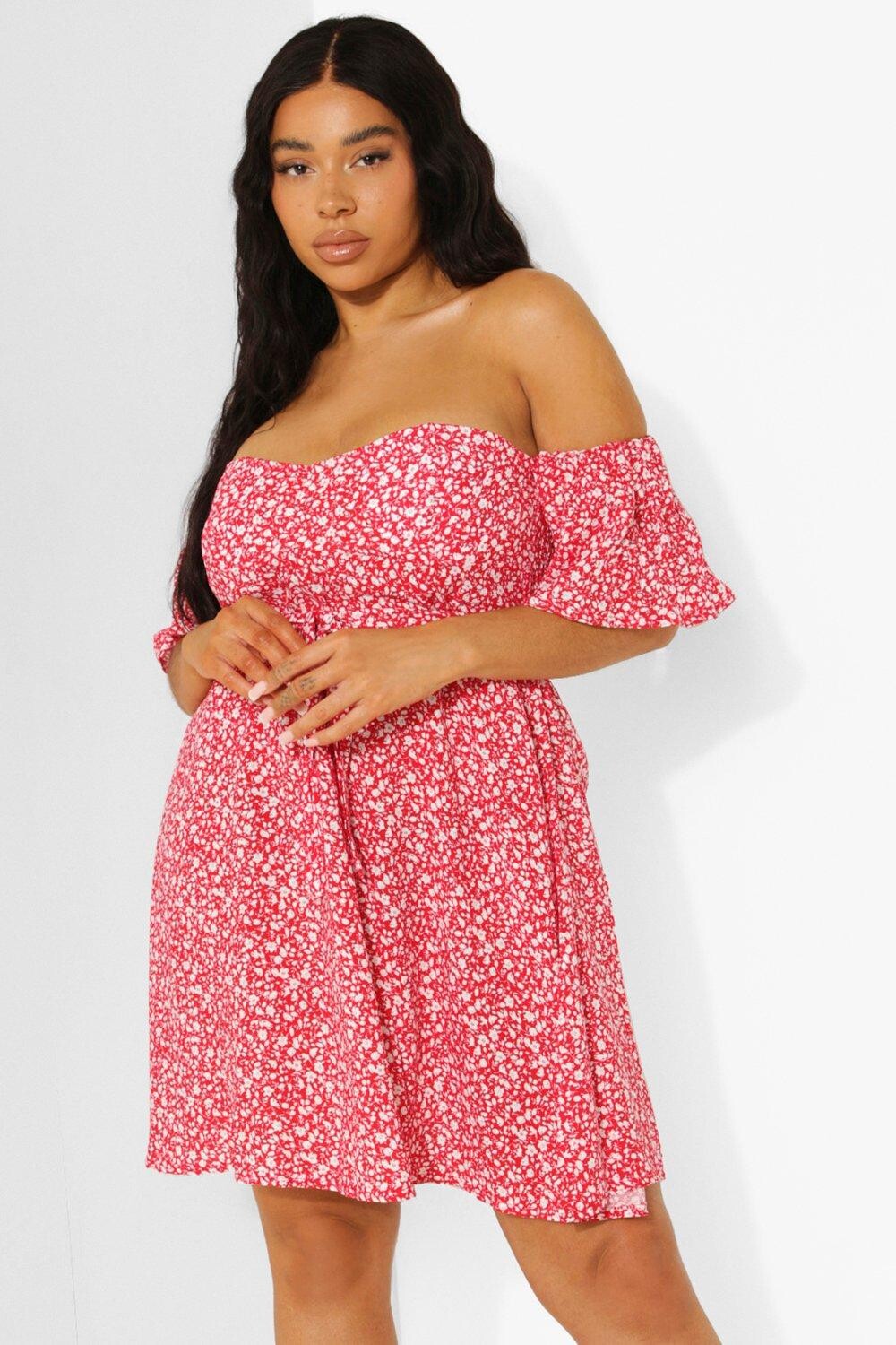 

платье с поясом на плечах Boohoo, красный