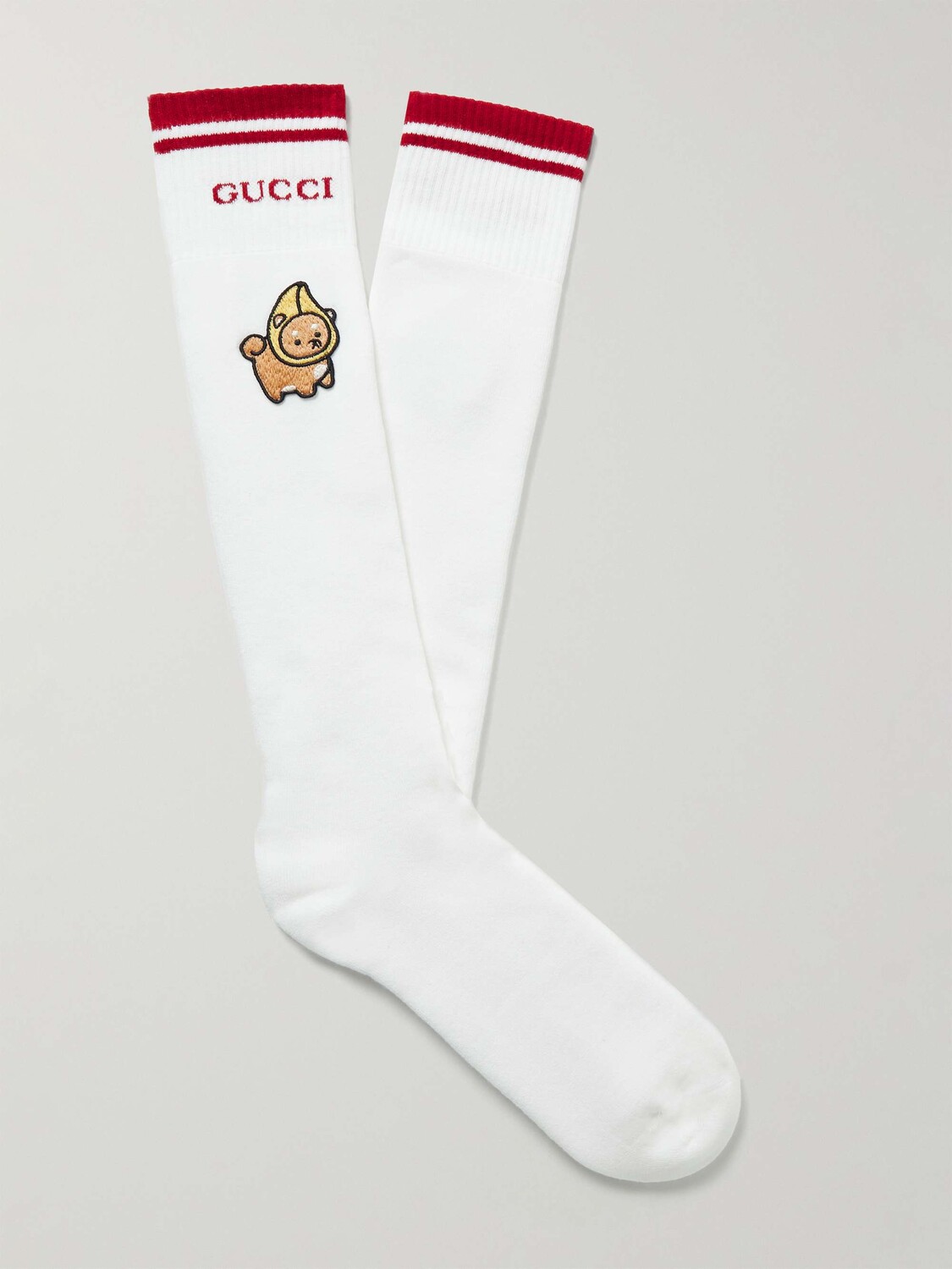 

Носки с аппликацией из смеси хлопка и интарсии GUCCI, белый