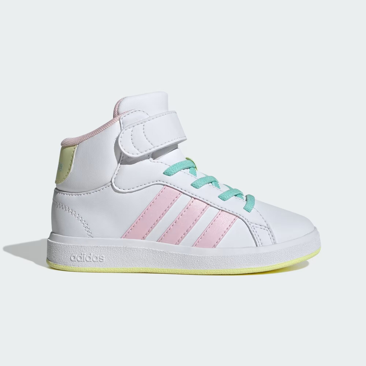 

Детские кроссовки Grand Court Mid Adidas, цвет Cloud White/Clear Pink/Ice Yellow