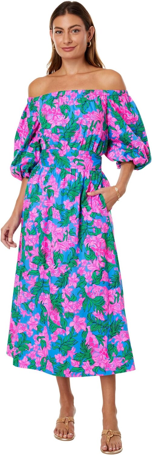 

Платье Shawnlee Elbow Sleeve Off Lilly Pulitzer, цвет Cerise Pink Safari Sunset