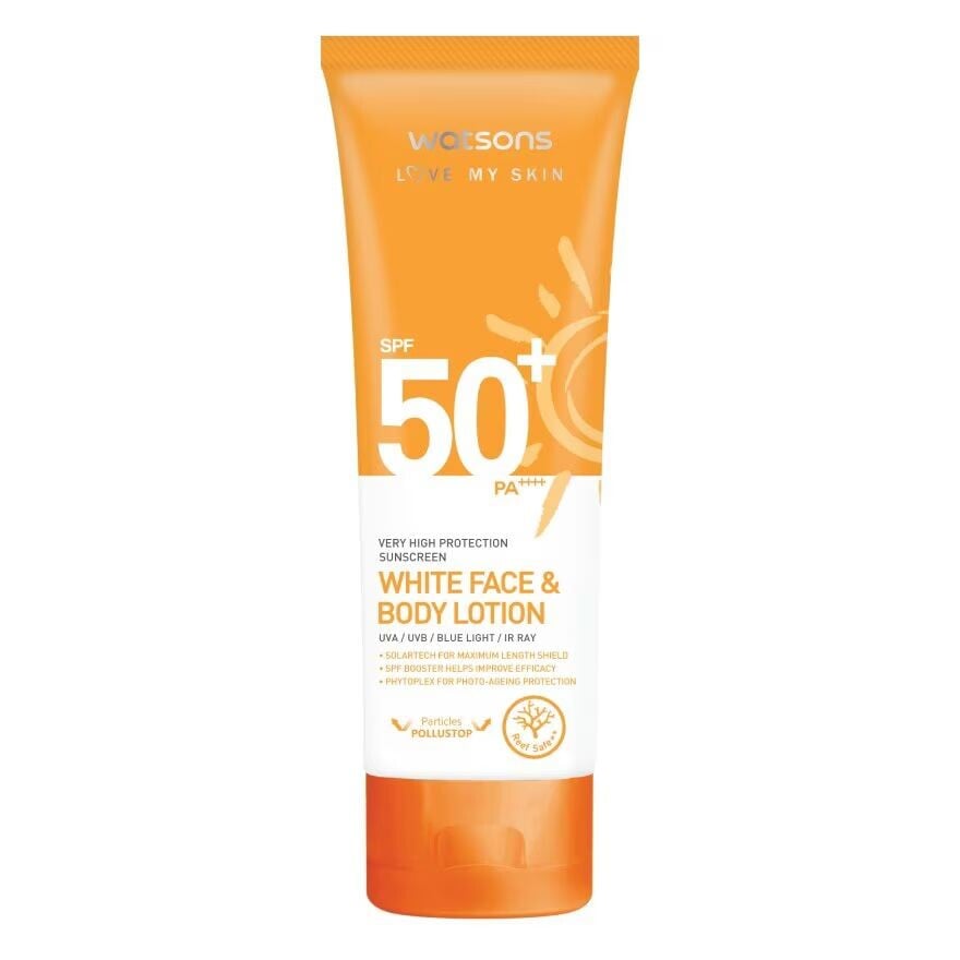 

Watsons Love My Skin Солнцезащитный крем с очень высокой степенью защиты Белый лосьон для тела для лица SPF50+ 10, White