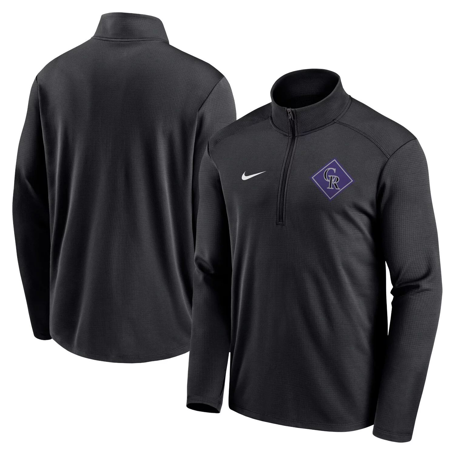 Мужская черная футболка с молнией без четверти Colorado Rockies Diamond Icon Pacer Performance Nike