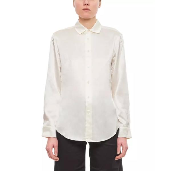 

Футболка long sleeve button front silk shirt Polo Ralph Lauren, белый