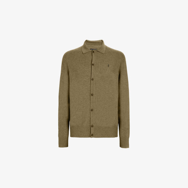 

Кардиган kilburn ramskull из шерсти и переработанного полиамида с вышивкой Allsaints, зеленый