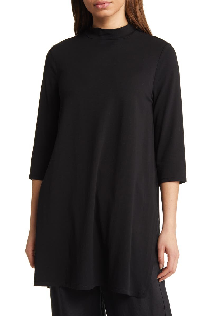 

Топ-туника из джерси с воротником-стойкой EILEEN FISHER, черный