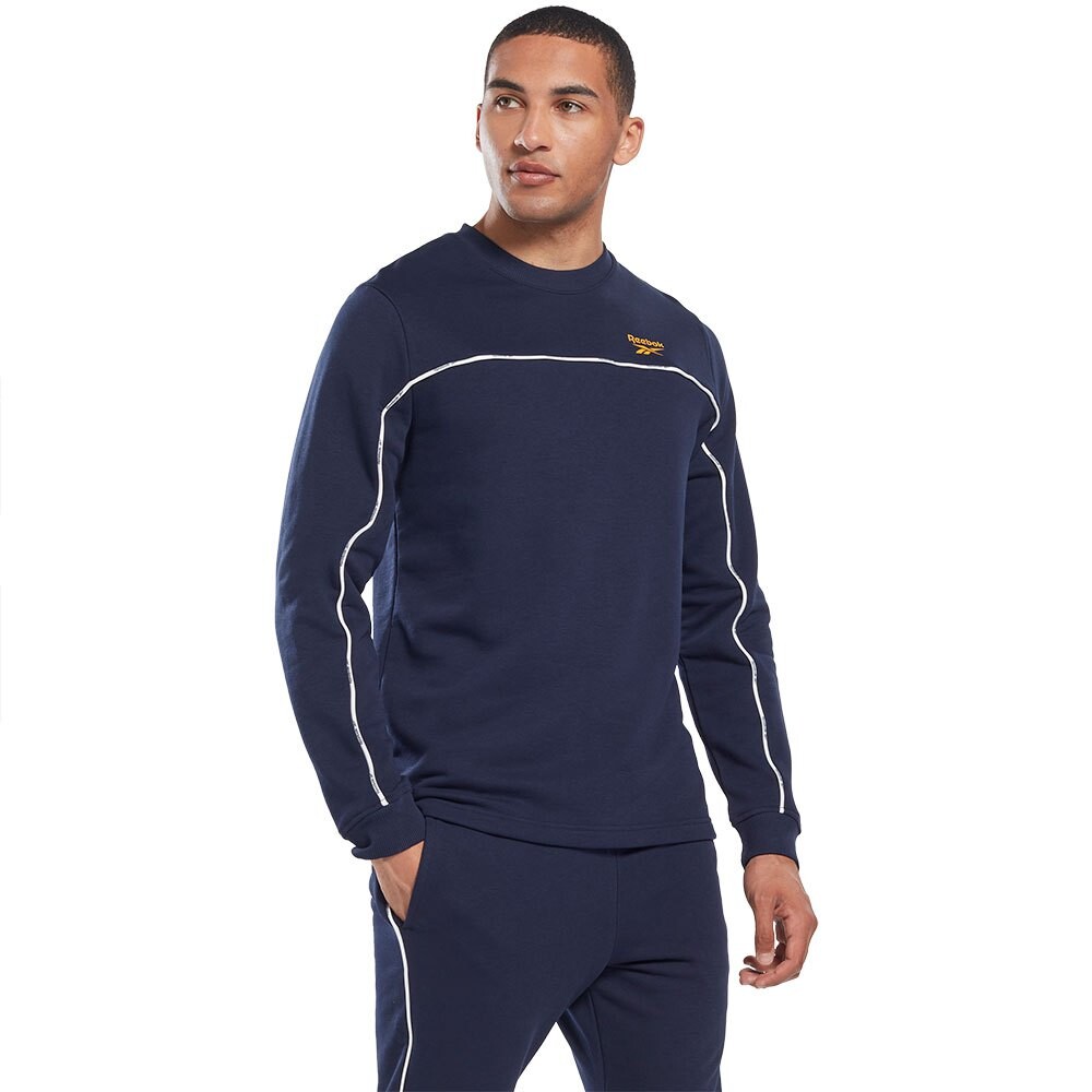 Толстовка Reebok Wor Piping Crew, синий олимпийка reebok wor piping fz мужчины ha1073 3xl