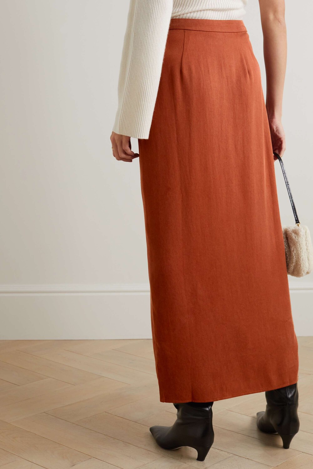 

REFORMATION Kai Юбка миди с запахом из лиоцелла и твила TENCEL, коричневый