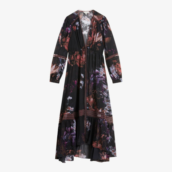 

Тканое платье макси Ashliaa с цветочным принтом Ted Baker, черный