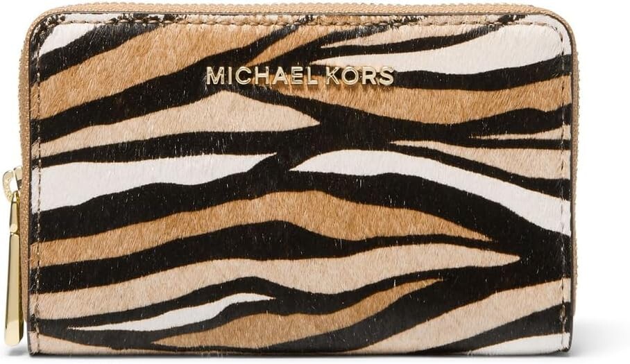 

Маленький футляр для визиток Jet Set на молнии MICHAEL Michael Kors, цвет Camel Multi